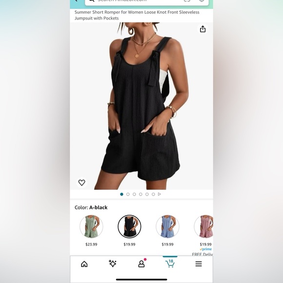 Knot Front Pocket Patched Overall Romper *NEW* - Picture 12 of 12